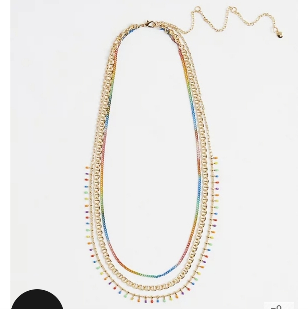 🆕️🌈ALWAYS PROUD RAINBOW LAYERED CHAIN NECKLACE - GOLD TONE🌈